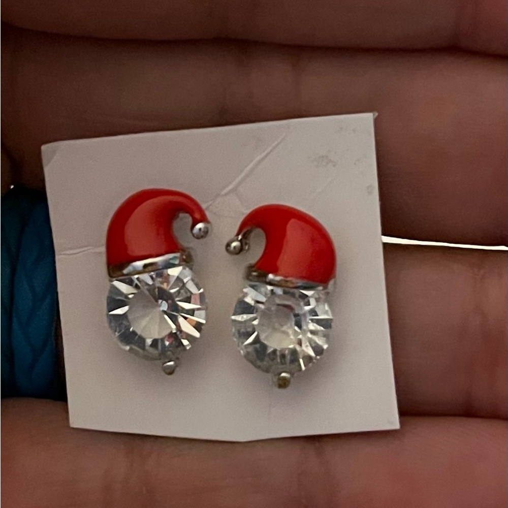 Red and Silver Santa Hat Earrings